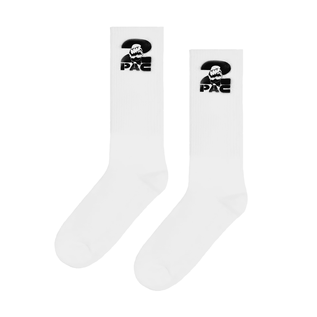 Tupac Shakur - Stencil 2Pac Logo White Socks