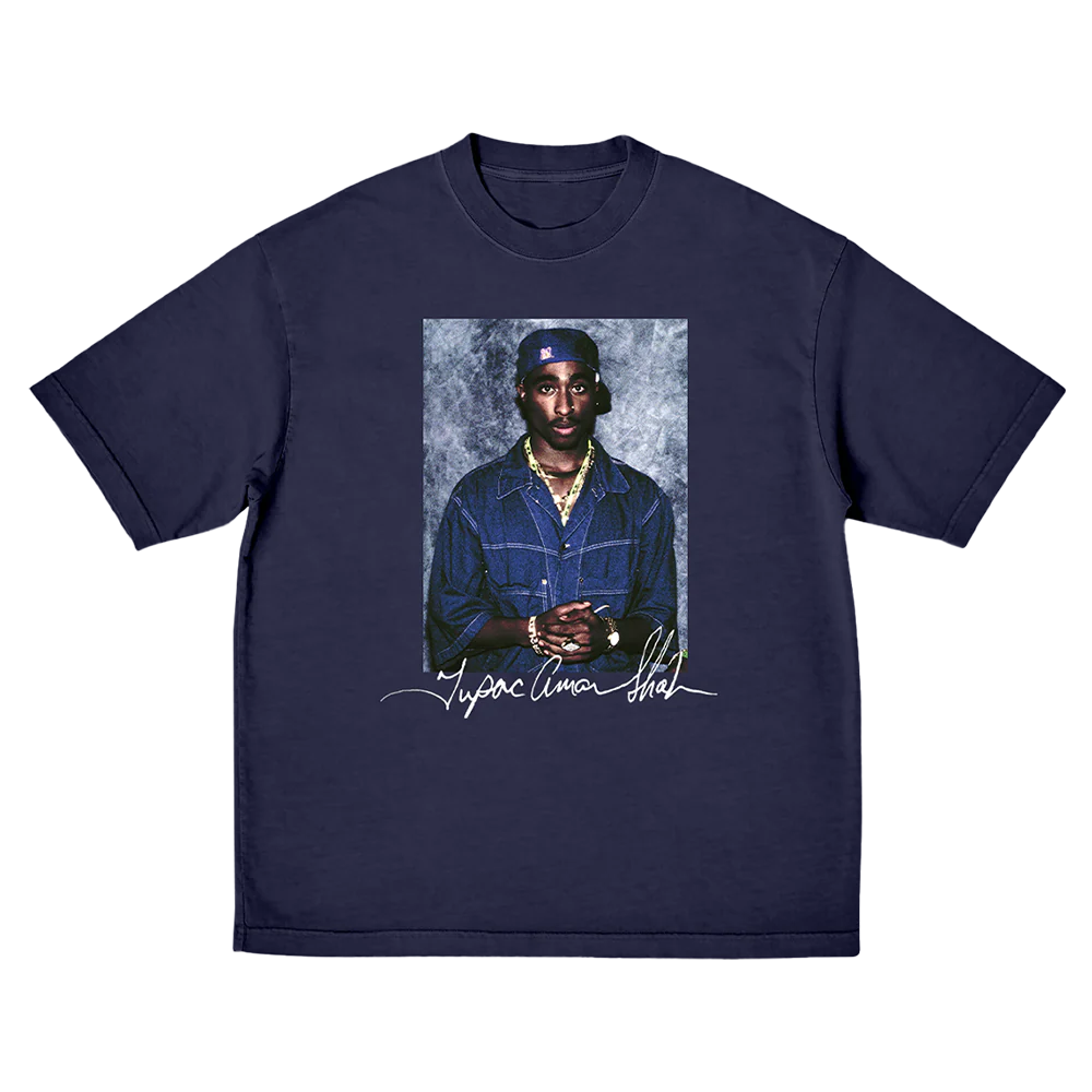 Portrait Navy Blue T Shirt 2pac Official