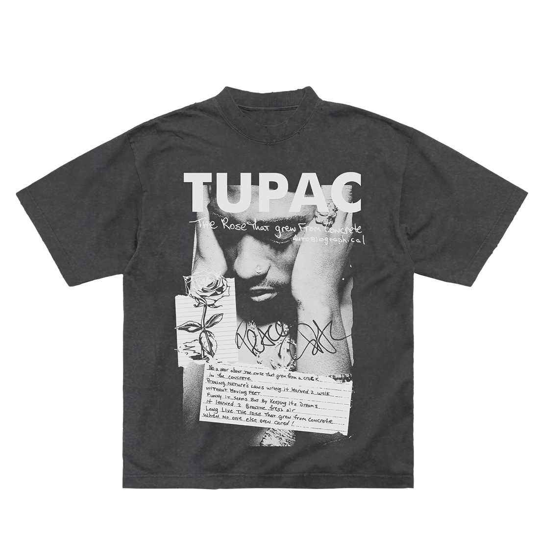 2Pac - The Rose Charcoal T-Shirt