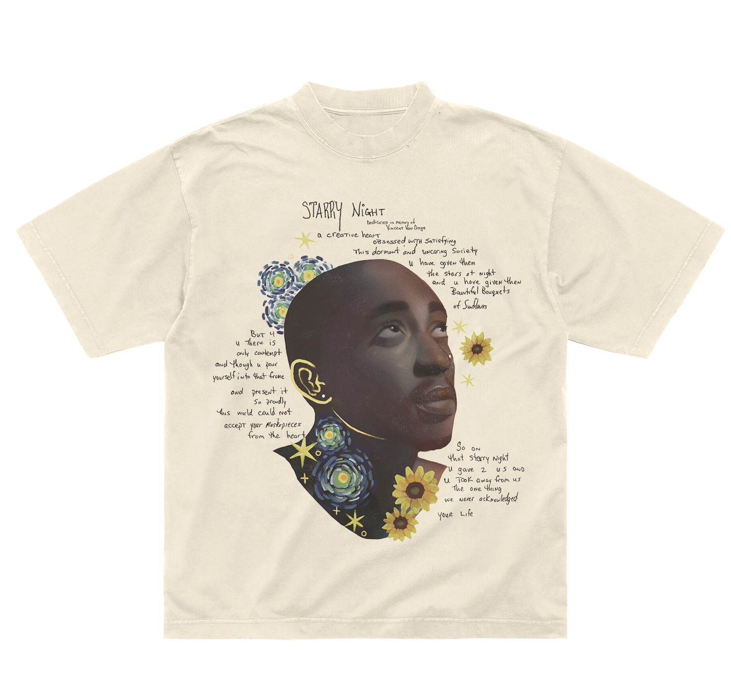 Tupac Shakur - Starry Night Cream Tee