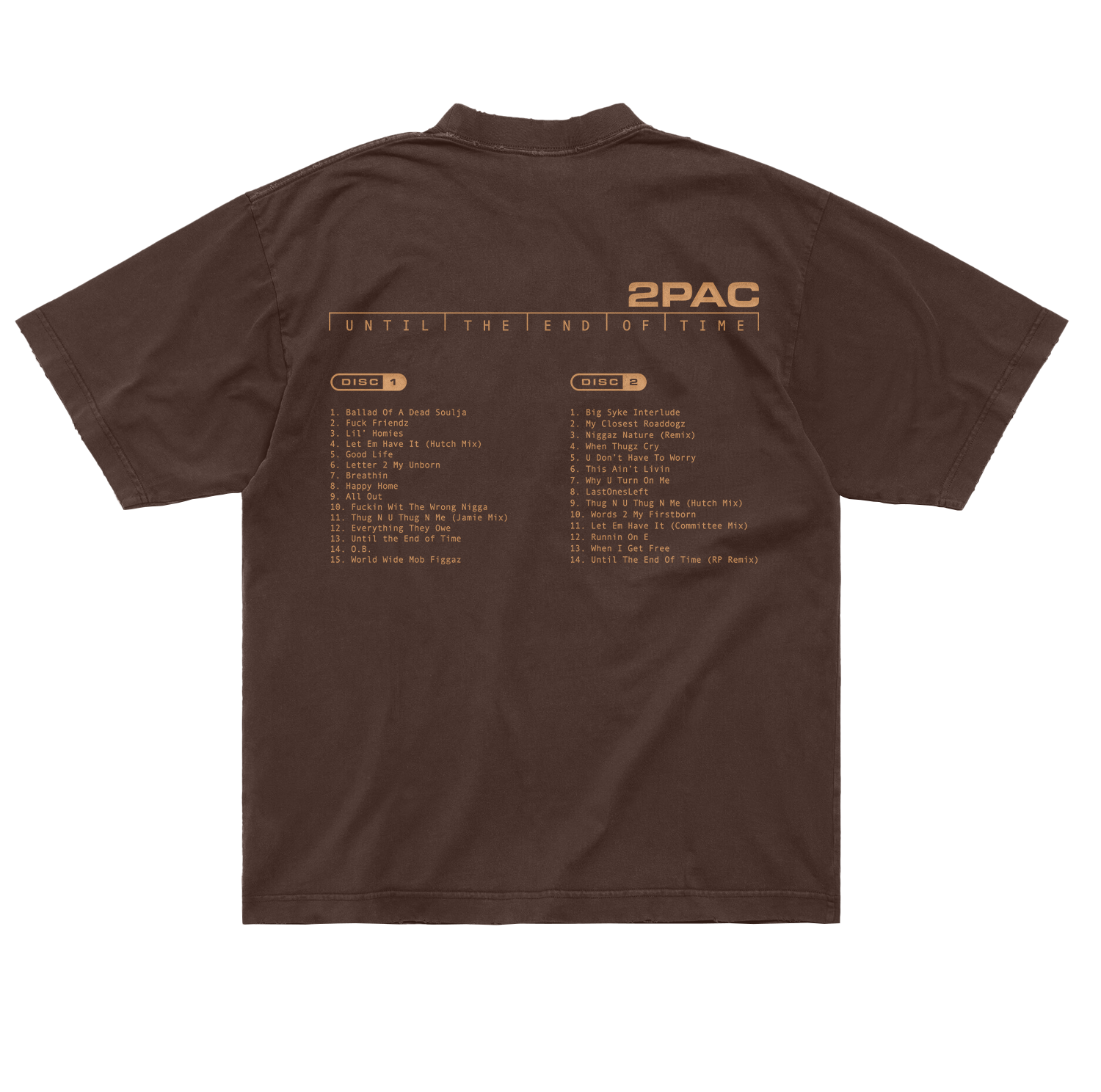 Tupac Shakur - All Out Brown T-Shirt