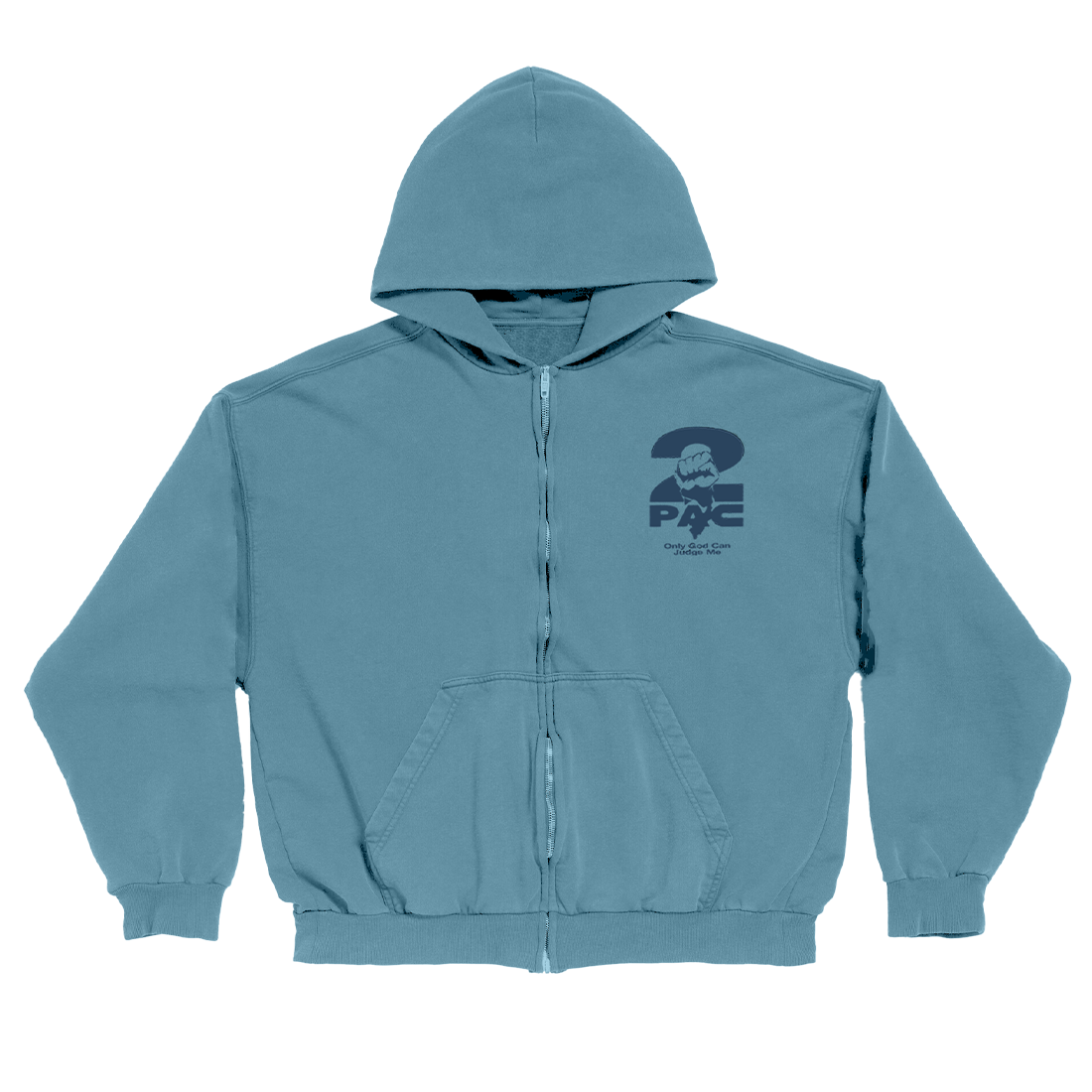 Tupac Shakur - Only God Can Judge Me Blue Zip Hoodie